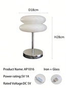 Ljojo Macaron Glass Table Lamp Trichromatic Dimming Bedroom Night Light