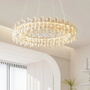 Ljojo Luxury Round Crystal Pendant Chandelier with French Modern LED for Living Room