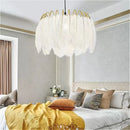 Ljojo Exquisite Ostrich Feather Chandelier for Bedroom Living Dining Room - Nordic Branch Chandelier