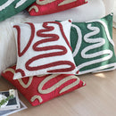 Christmas Boho Green Red 45x45 Tufted Pillow Cover, Farmhouse Sofa Decor, Ljojo Brand