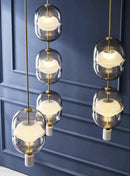 Ljojo LED Glass Pendant Lamp: Modern Designer Hanging Light for Living Room, Bedroom, Hotel
