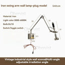 Nordic Vintage Copper Swing Arm Wall Lamp 360º Adjustable Bedside Sconce by Ljojo
