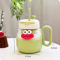 Kawaii Glass Cup with Lid and Straw by Ljojo: Large Aesthetic Drink Bottle