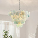 French Medieval Blue Glass Pendant Light Chandelier by Ljojo - Luxe Art Metal Round Lustre E14 Lighting