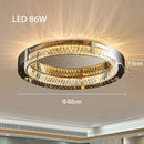 Ljojo European Round Smoke Grey Crystal Ceiling Light Remote Dimmable Pendant for Dining Living Bedroom