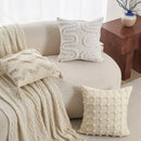 Cream Woven Tufted Pillowcase with Beige Tassel Embroidery by Ljojo