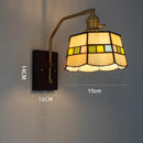 Japanese Retro Wall Lamp Brass Tiffany Shade LED Bedroom Bedside Light Ljojo