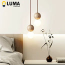 Ljojo Yellow Travertine Pendant Light for Bedside - Natural Chandelier with Wabi-Sabi Style