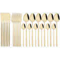 Gold Stainless Steel Cutlery Set by Ljojo - 24Pcs Western Tableware Flatware