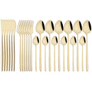 Gold Stainless Steel Cutlery Set by Ljojo - 24Pcs Western Tableware Flatware