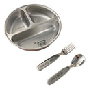 Ljojo 3-Grid Stainless Steel Kids Food Plate - Cute & Durable Divided Dish