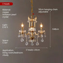 French Retro Crystal Pearl Chandeliers Luxurious Brass Villa Living Dining Pendant Lights Ljojo