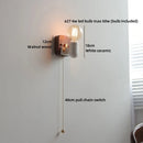 Ljojo LED Wall Lamp Pull Chain Switch Wood Stair Lighting Mirror Light