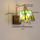 Ljojo LED Walnut Wood Wall Light Amber Glass Stair Sconce with Pull Chain Switch