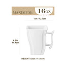 Ljojo Marble White Porcelain Coffee Set for 6 - 6 Cups 5.5 Inch 500ML Square