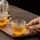 Ljojo 100ml Glass Fish Scale Teacup Set Transparent Handle Kung Fu Small Cup