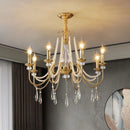 French Crystal Pearl Chandelier Luxe Foyer Pendant Light by Ljojo