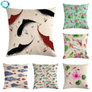Ljojo Lotus Carp Print Cushion Cover for Home Decor on Mahogany Chair