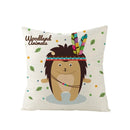 Ljojo Lovely Animals Linen Cushion Cover - Cute Bear Fox Deer Print