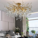 Gold Crystal LED Tree Branch Ceiling Light Cluster Living Room Bedroom Fixture by Ljojo