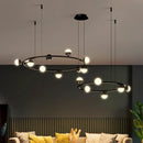Ljojo Modern Ring Led Pendant Lights Living Room Chandelier Black Decoration Lighting