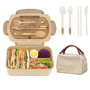 Ljojo 3-Compartment Lunch Box with Utensils, Leak-Proof & Durable Plastic Containers