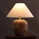 Ljojo Ceramic Table Lamp LED Night Light Fabric Lampshade Bedroom Decor Pottery Jar Style