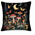 Enchanted Night Mushroom & Butterfly Pillow Cover for Sofa, Bedroom, Car - Ljojo