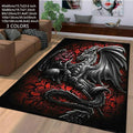 Dragon Rose Pattern Rug Non-slip Mat for Bedroom Living Room by Ljojo.