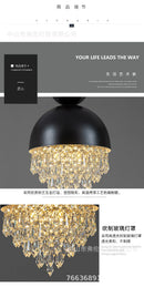 Ljojo Retro K9 Crystal Ceiling Light Fixture Black/Golden LED Cafe Lamp