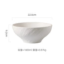 Ljojo Matte Stone Patterned Ceramic Ramen Soup Salad Fruit Noodle Bowl Large Capacity