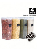 Ljojo 2.8L Airtight Food Storage Jars - Set of 4 with Labels and Pen