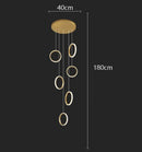 Ljojo LED Ring Pendant Chandelier | Adjustable Hanging Cables | Gold/Black | Home Dining Living Room
