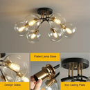 Nordic Glass Ceiling Chandelier Black Minimalist Decor for Bedroom Loft Restaurant - Ljojo