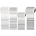 Ljojo 24Pcs Stainless Steel Cutlery Set with Imitation Wood Handle