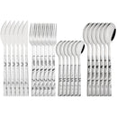 Ljojo 24Pcs Stainless Steel Cutlery Set with Imitation Wood Handle