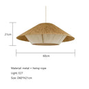 Ljojo Vintage Japanese Pendant Lamp Hemp Rope Chandelier Stylish Lighting Kitchen Living Roomudosundo