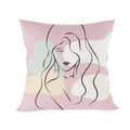 Abstract Line Drawing Girls Print Cushion Cover 45x45cm by Ljojo