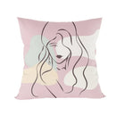 Abstract Line Drawing Girls Print Cushion Cover 45x45cm by Ljojo
