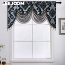 Ljojo Luxury Jacquard Floral Tassel Window Valance for Elegant Home Decor