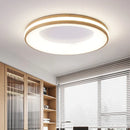 Macaron LED Ceiling Light: Modern Wood Grain Room Decor - Remote Dimming Ljojo