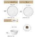 Ljojo LEXI Ceramic Plate Set - White Black Rim Dinnerware, 4/6 PCS Variants