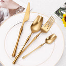 Ljojo 24-Piece Gold Stainless Steel Cutlery Set Flatware Knife Fork Spoon Mirror Matte