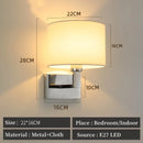 LED Wall Lamp Round Fabric Lampshade With 3W Spotlight Reading Light Sconce by Ljojo