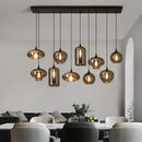 Modern Smoky Gray Glass Chandelier for Dining Kitchen Living Room Ljojo Nordic Pendant Light