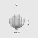 Ljojo Metal Grid LED Chandelier Geometric Hollow Pendant, Dimmable Iron Lighting