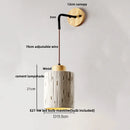 Ljojo LED Pull Chain Wall Sconce Cement Shade Wood Stair Light