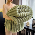 Ljojo Luxury Rabbit Fur Throw Blanket for Cozy Warmth and Comfort