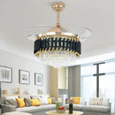 42 inch Dimmable LED Crystal Ceiling Fan Light Modern Retractable Fandelier for Bedroom by Ljojo