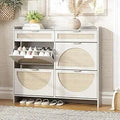 Rattan Shoe Storage Cabinet with 4 Flip Drawers & 2 Drawers by Ljojo™